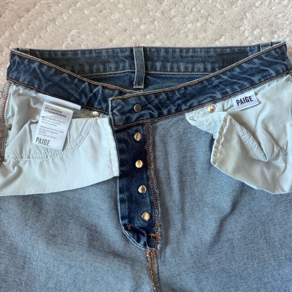 PAIGE Colette Crop Flare Jeans 28 High Rise Button Fly Raw Hem Cropped Denim - Picture 14 of 17